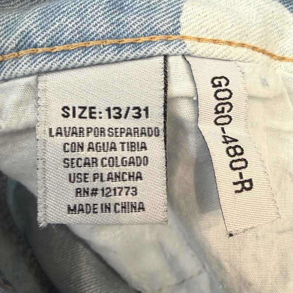 Flying Angel Daisy Floral Print Wide Leg Jeans Light Wash Blue White Size 13/31 - Picture 7 of 9